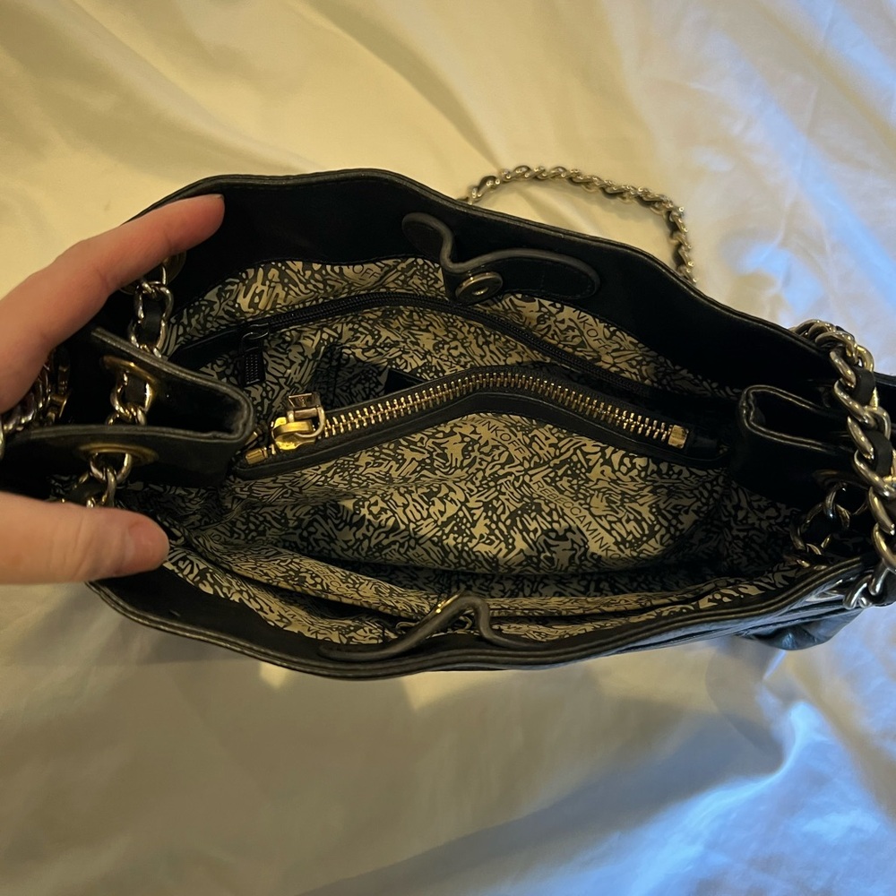 Rebecca Minkoff Black Leather Swing Shoulder Bag with Gold Straps - Picture 6 of 9